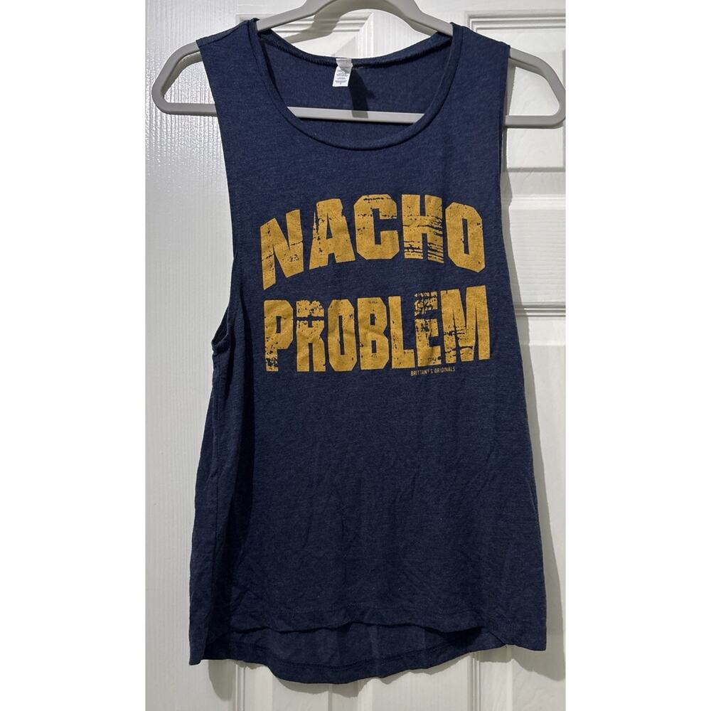 NACHO PROBLEM Bella + Canvas Size Small Tank Top Loose Fit Blue